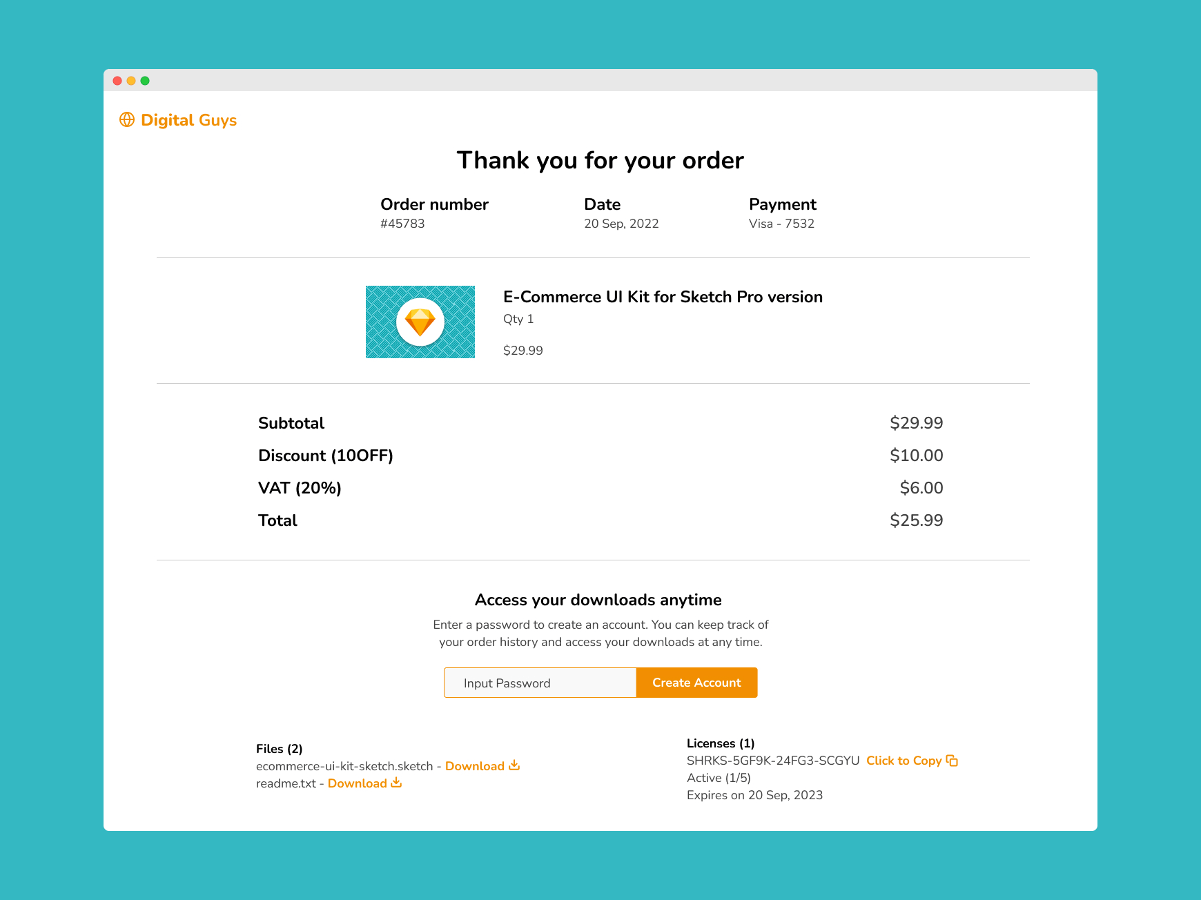 Order Confirmation Page